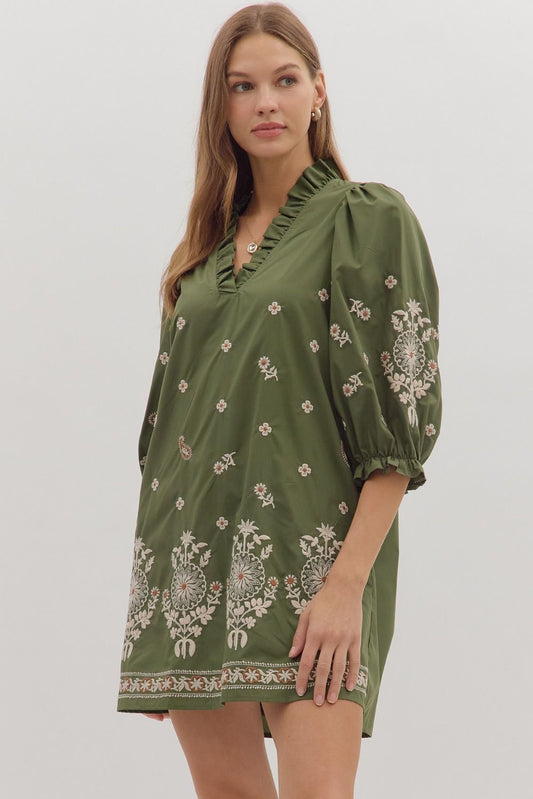 The Clara Embroidered Mini Dress