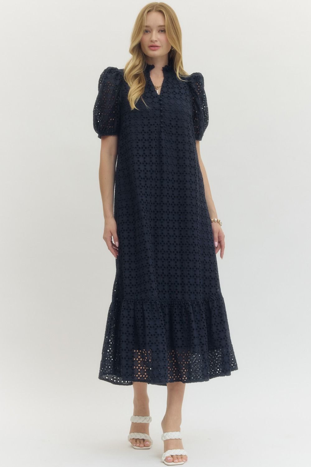 Sarah Eyelet Midi Dress