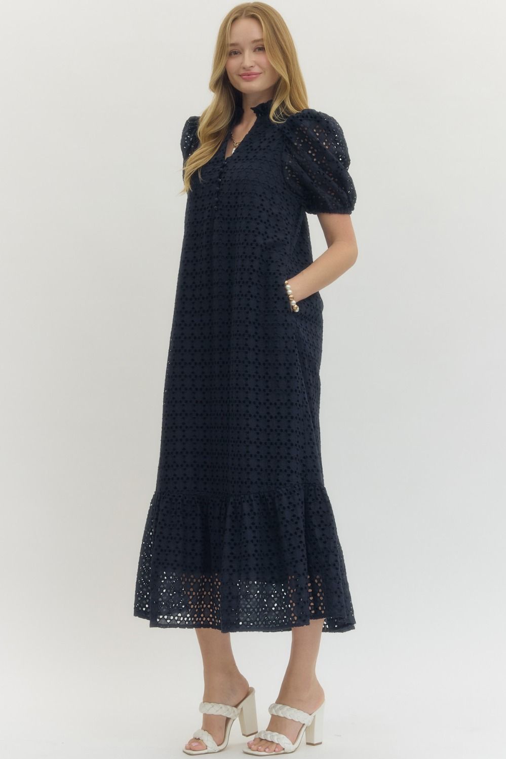 Sarah Eyelet Midi Dress