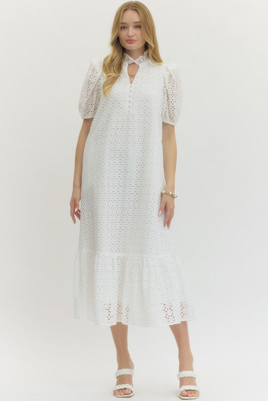 Sarah Eyelet Midi Dress