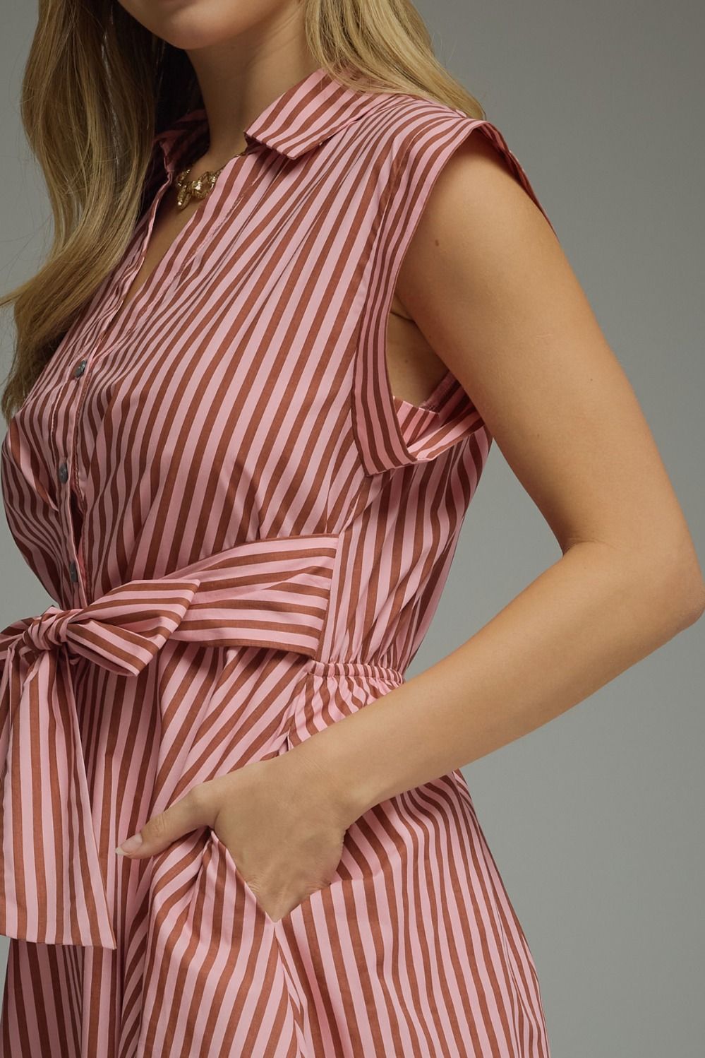 Emery Stripe Tie-Front Midi Dress