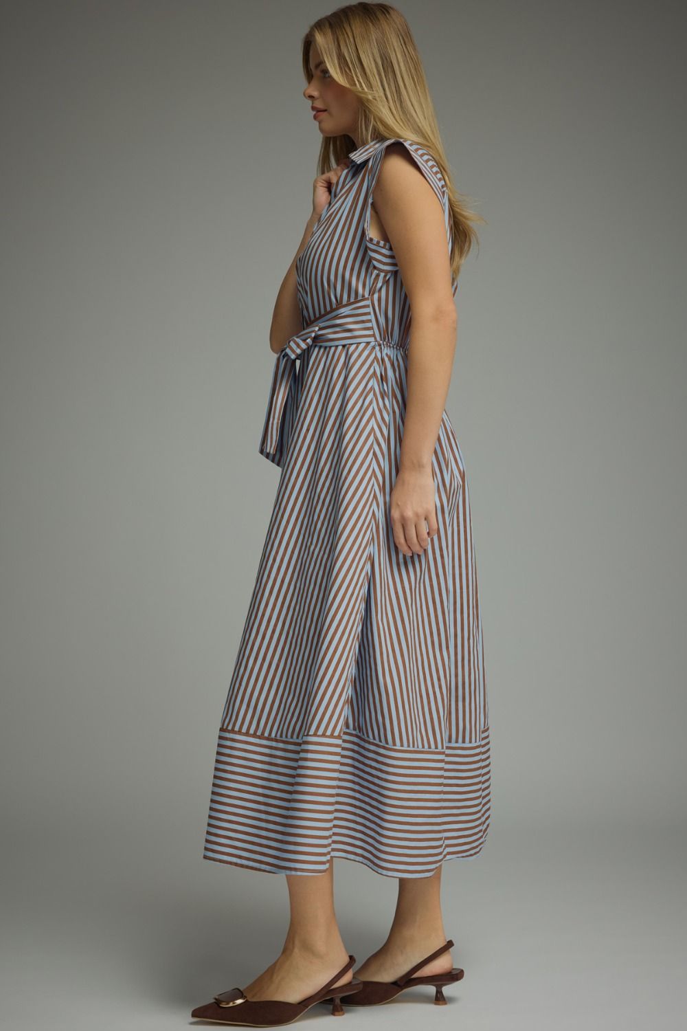 Emery Stripe Tie-Front Midi Dress