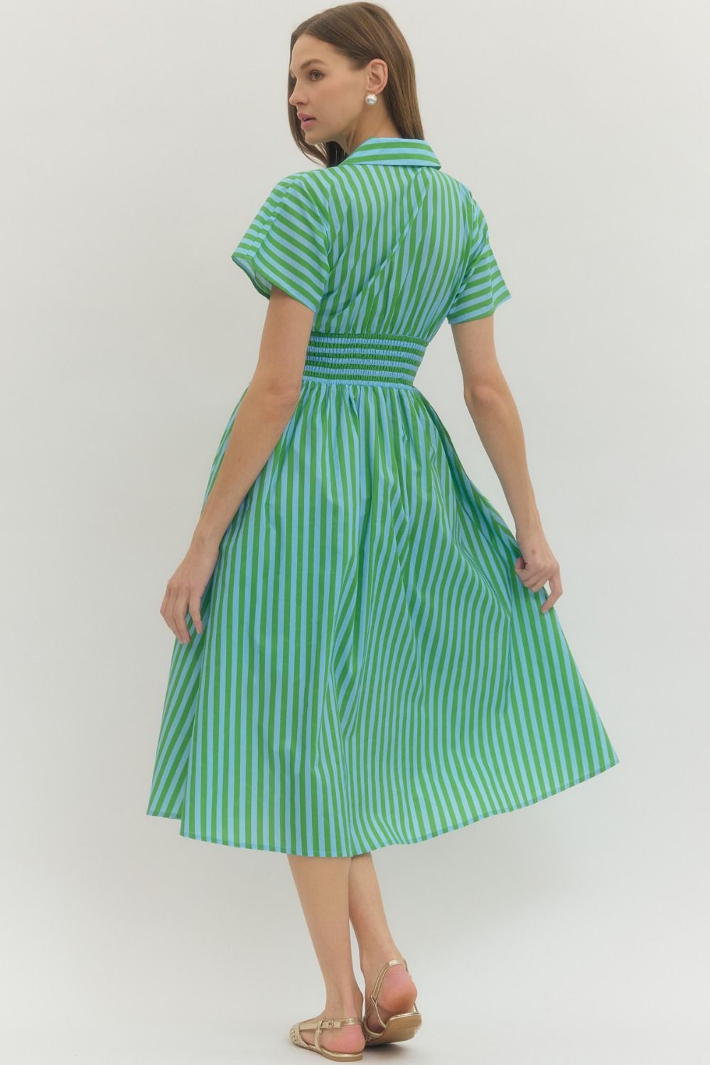 Cassidy Stripe Smocked Midi Dress