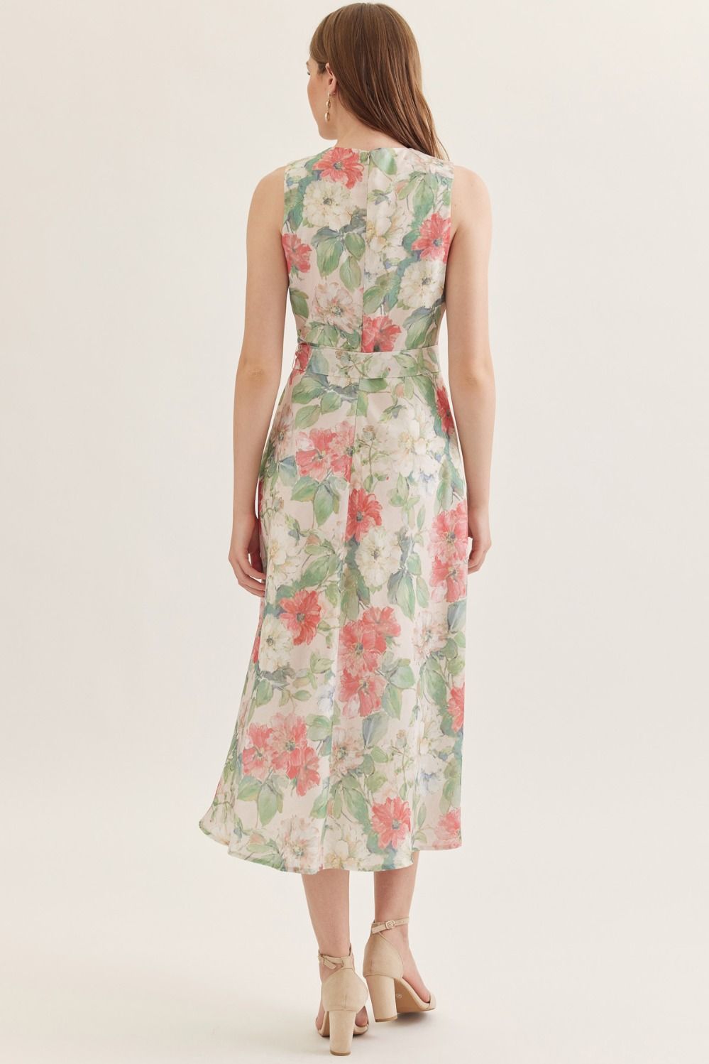 The Jenna Floral Tie Waist Midi Dress