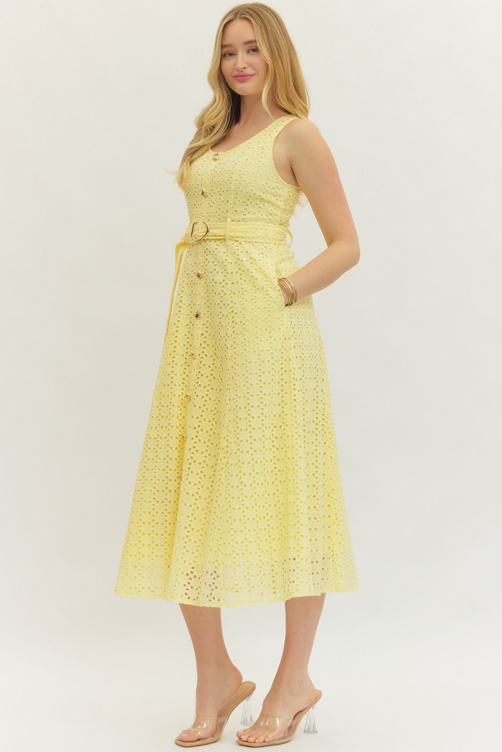 cotton eyelet midi dress Classic Moment Eyelet Midi Dress in White