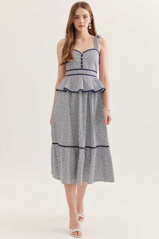 Maren Stripe Peplum Midi Dress