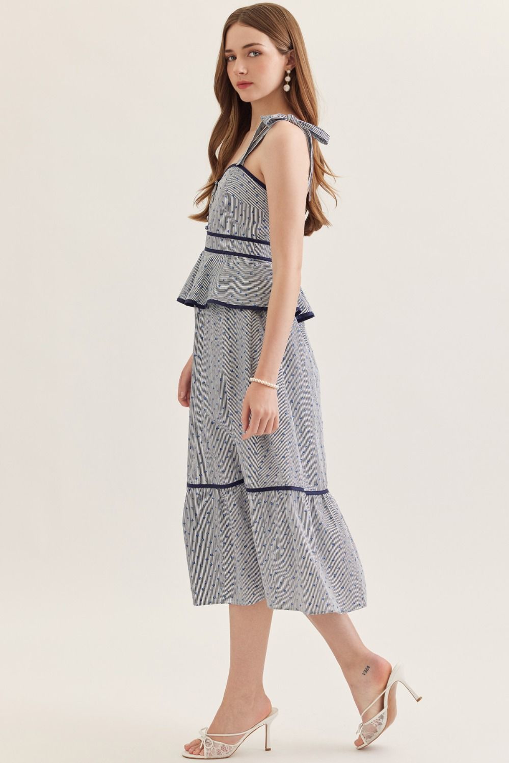 Maren Stripe Peplum Midi Dress