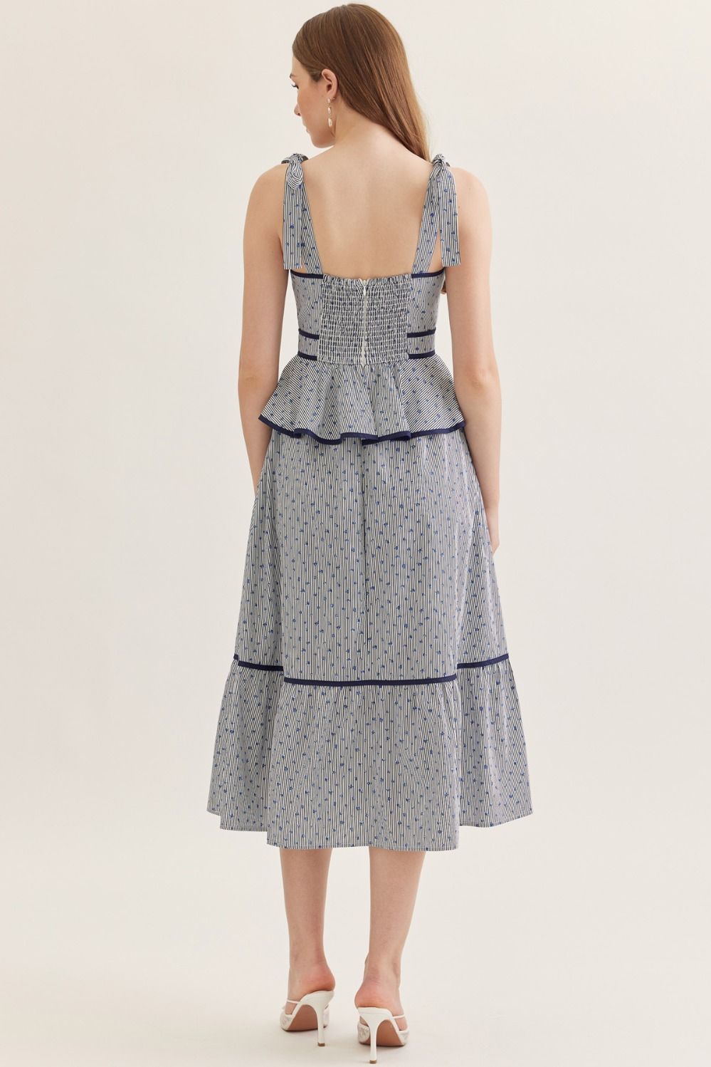 Maren Stripe Peplum Midi Dress