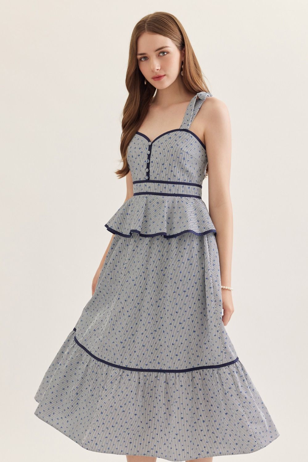 Maren Stripe Peplum Midi Dress