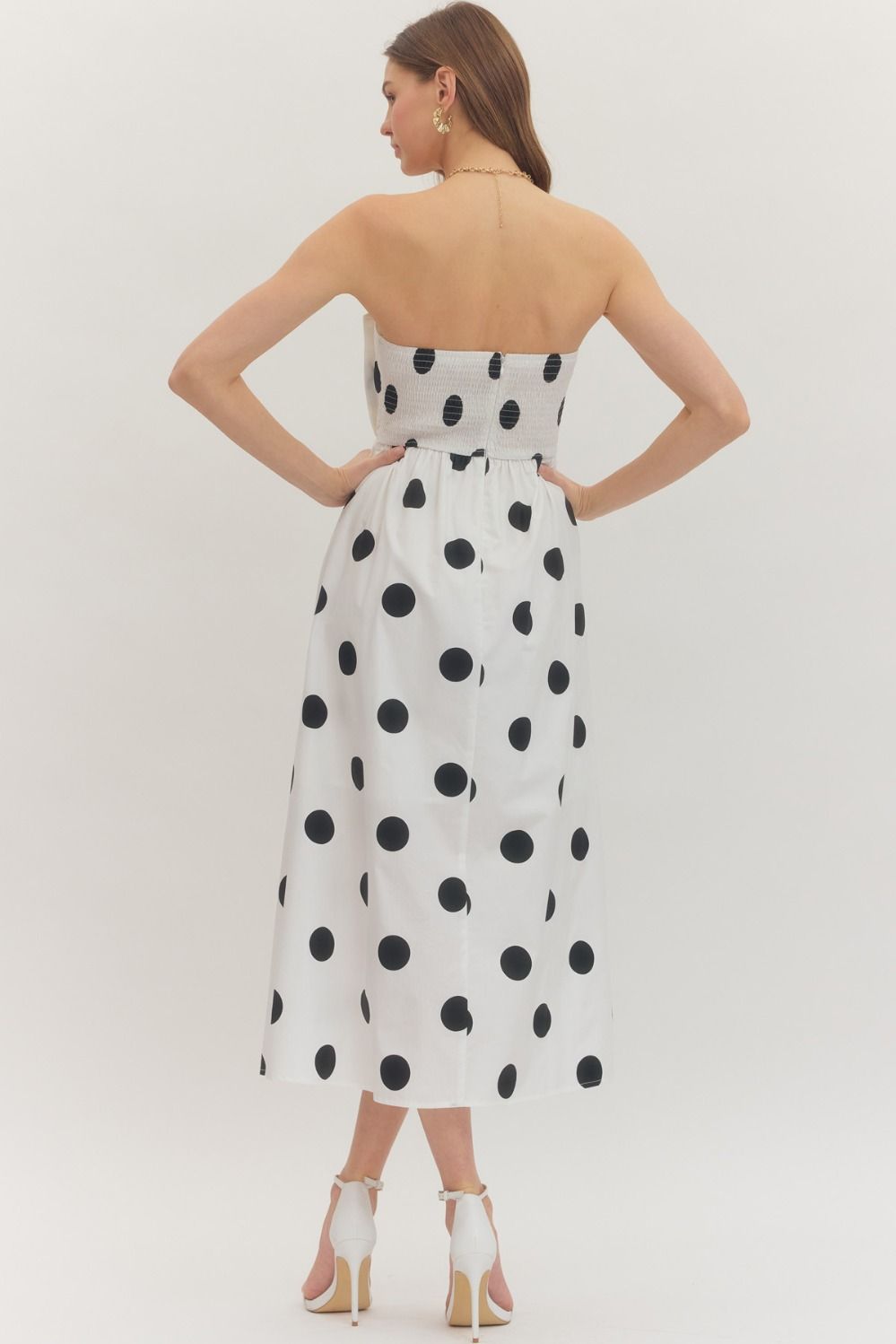 Roslyn Polka Dot Peplum Midi Dress