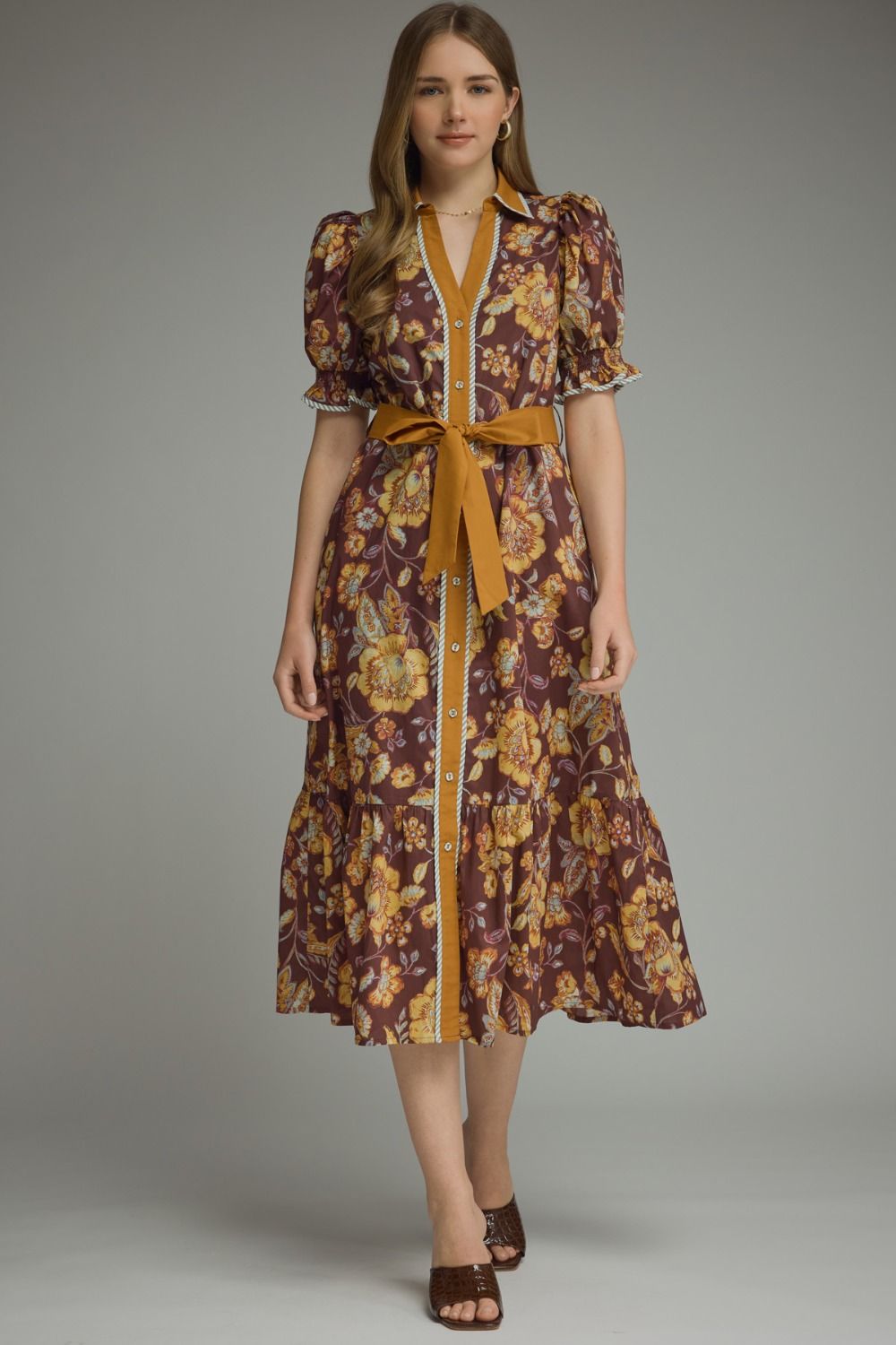 Abigail Floral Ruffle Hem Midi Dress
