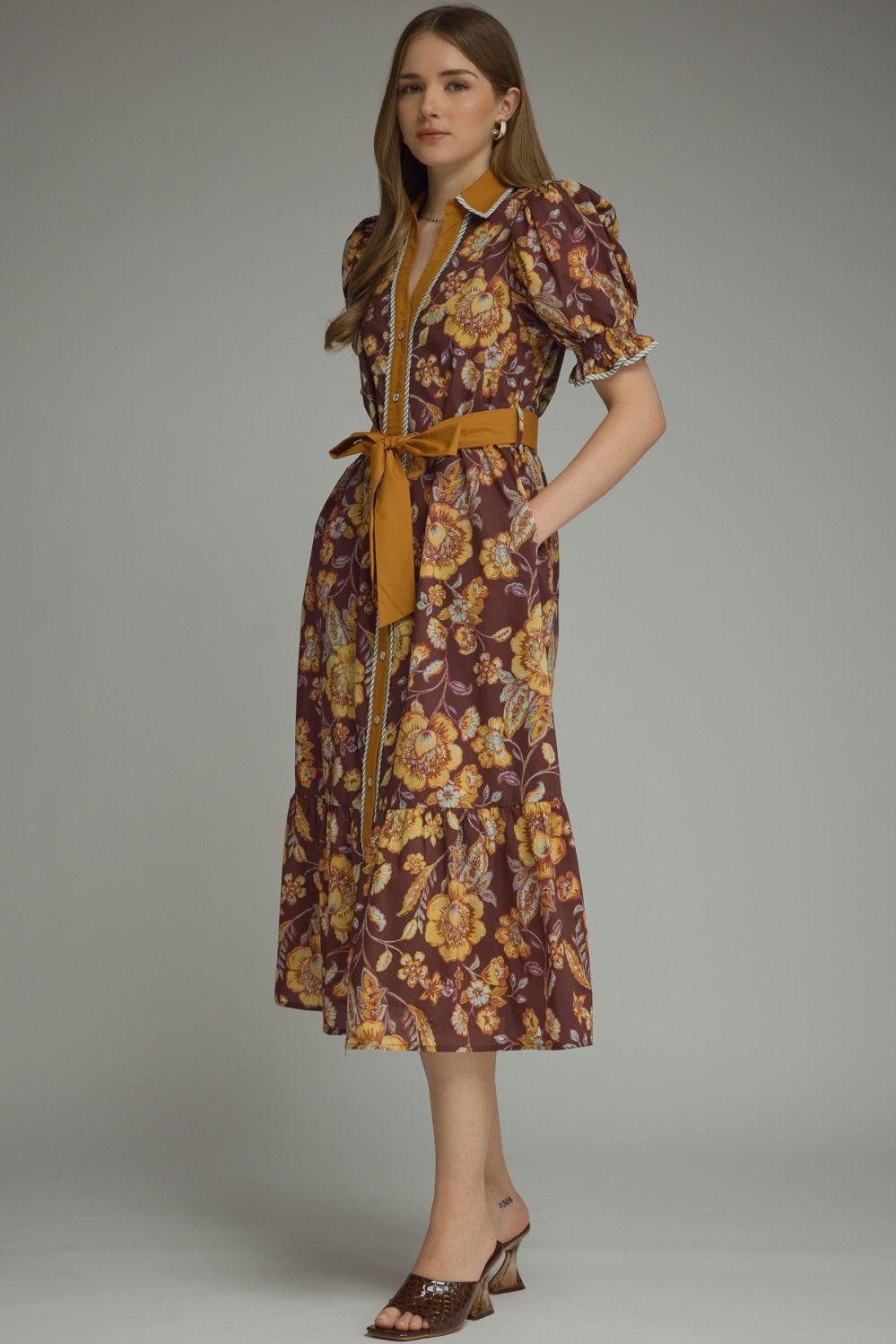 Abigail Floral Ruffle Hem Midi Dress