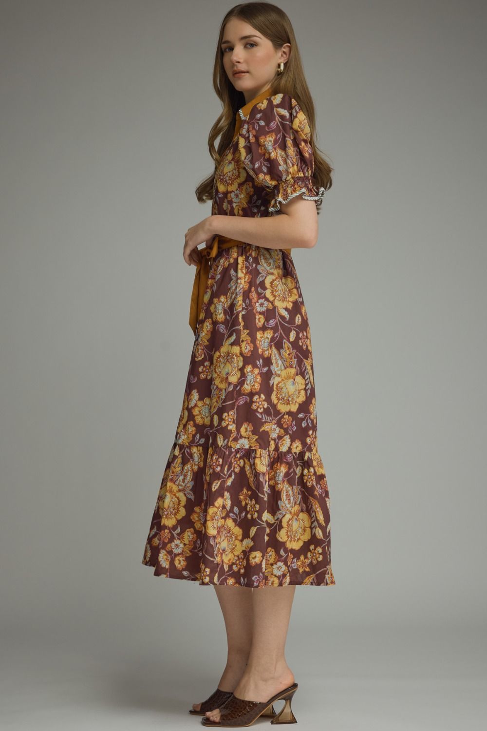 Abigail Floral Ruffle Hem Midi Dress