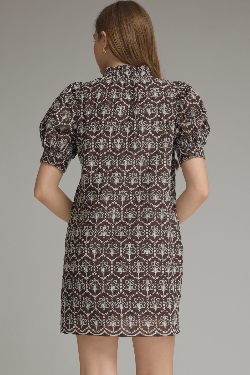 Melanie Embroidered Scallop Hem Mini Dress
