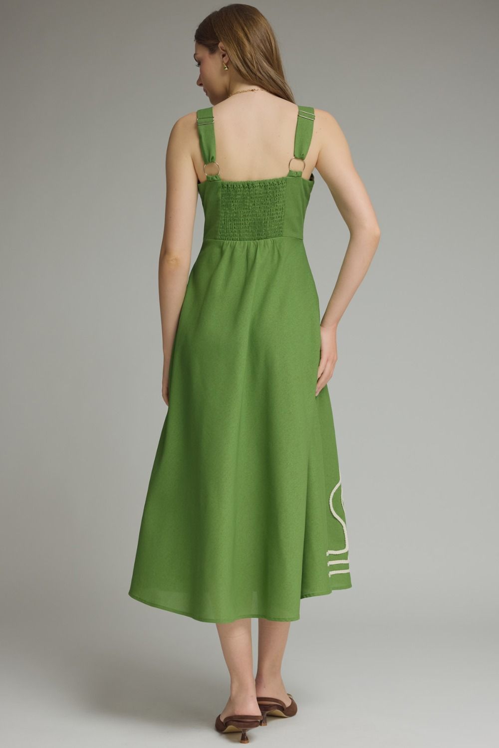 Ashley Embroidered Trim Midi Dress