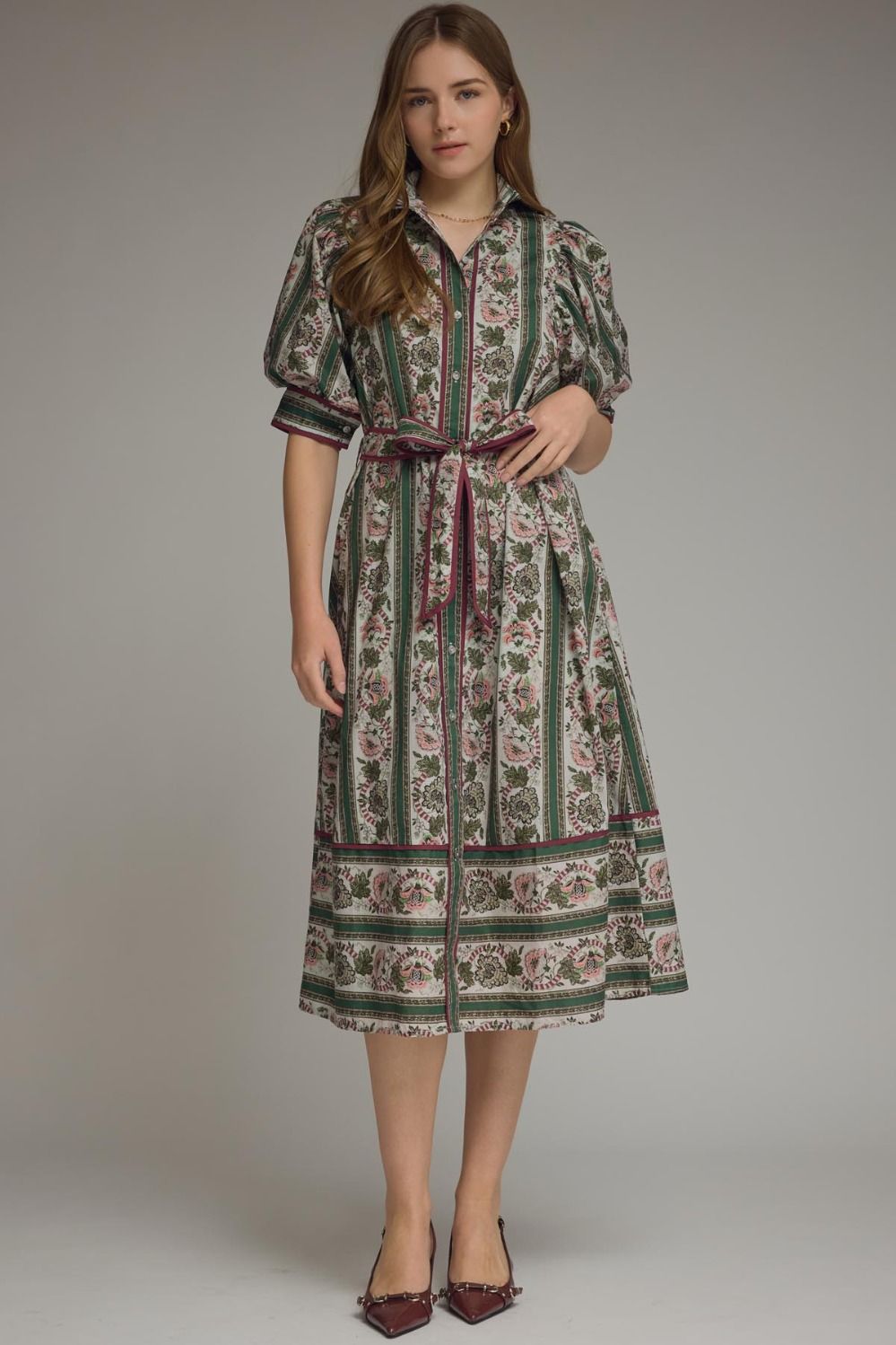 Jessica Floral Stripe Midi Dress