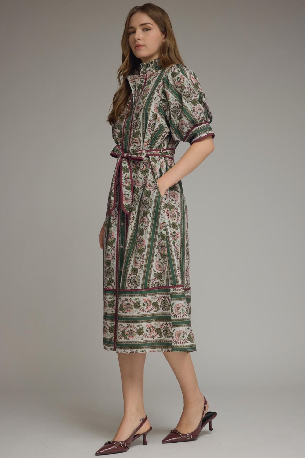 Jessica Floral Stripe Midi Dress