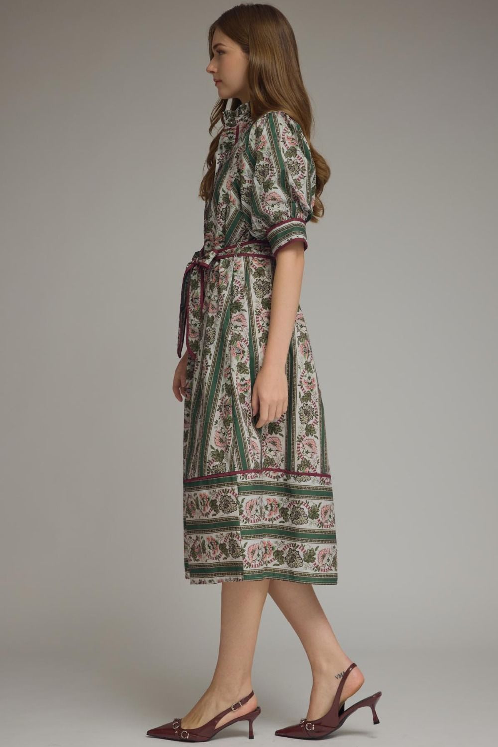 Jessica Floral Stripe Midi Dress
