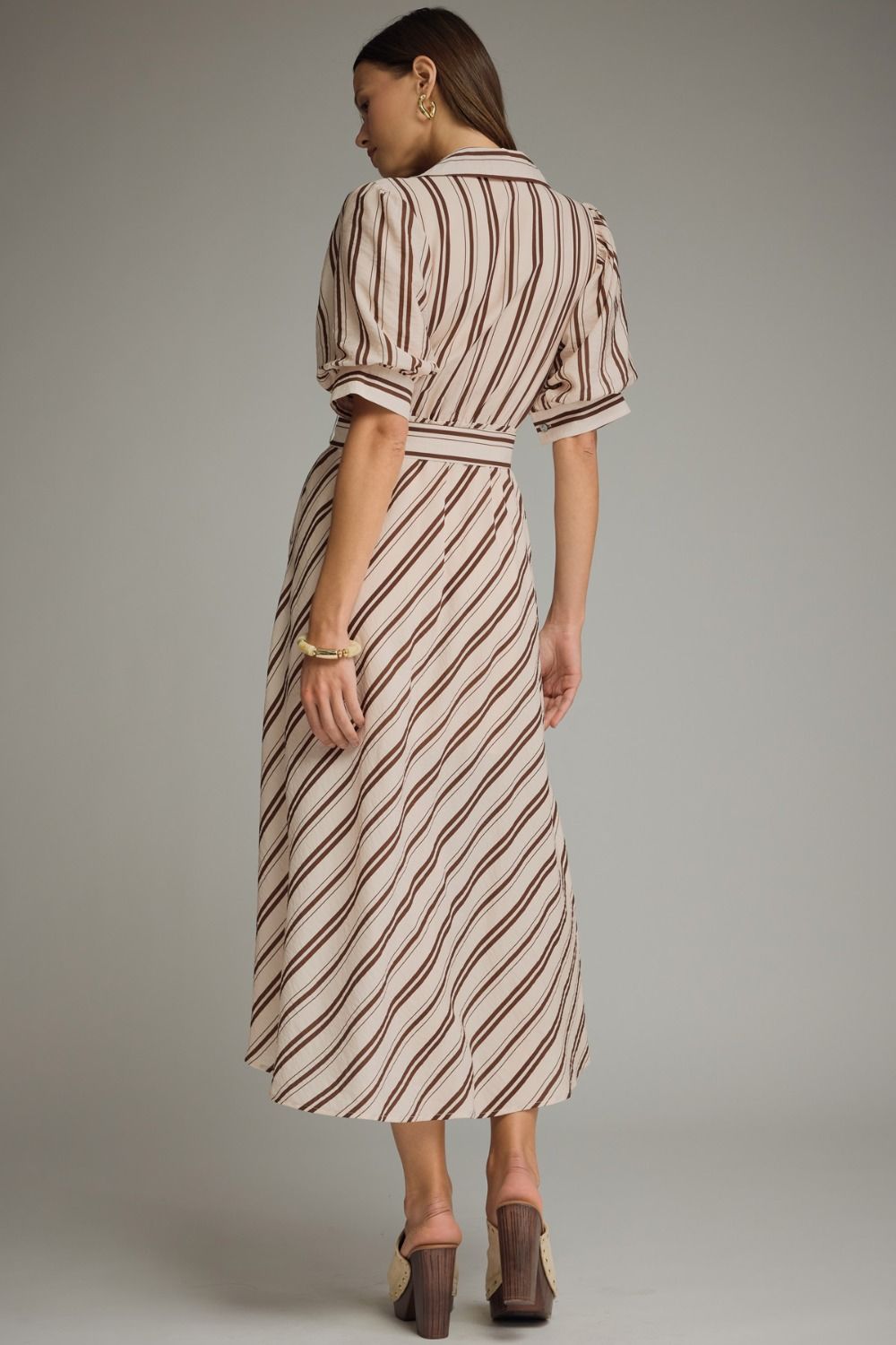 Camille Striped Ring Belt Midi Dress