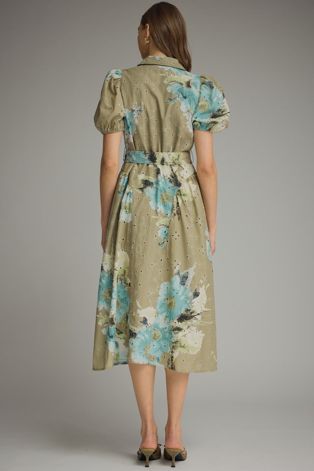 Emery Floral Eyelet Midi Shirt Dress