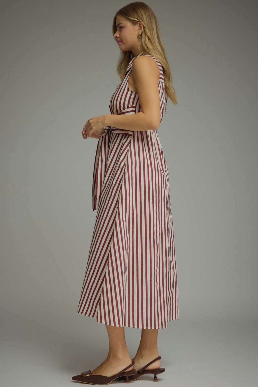 Harper Striped Tie-Waist Midi Dress