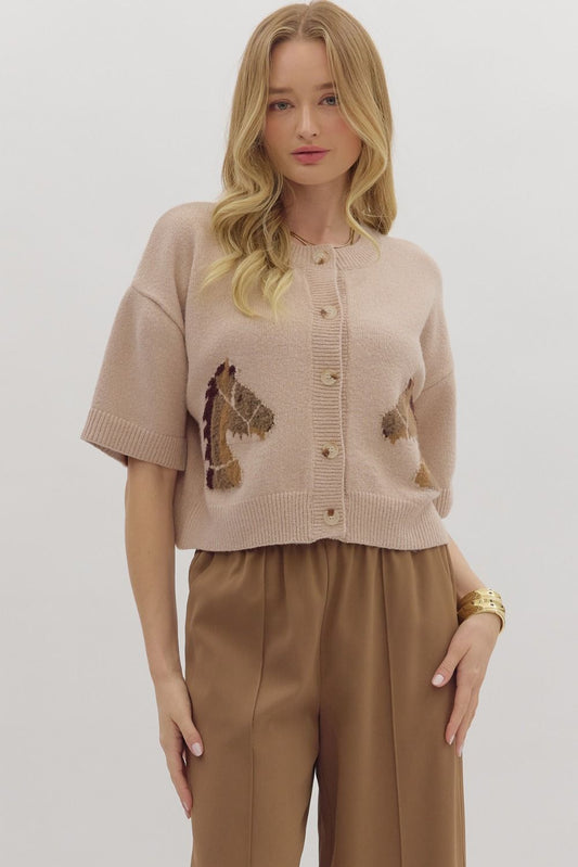 Delphine Horse Knit Sweater Top