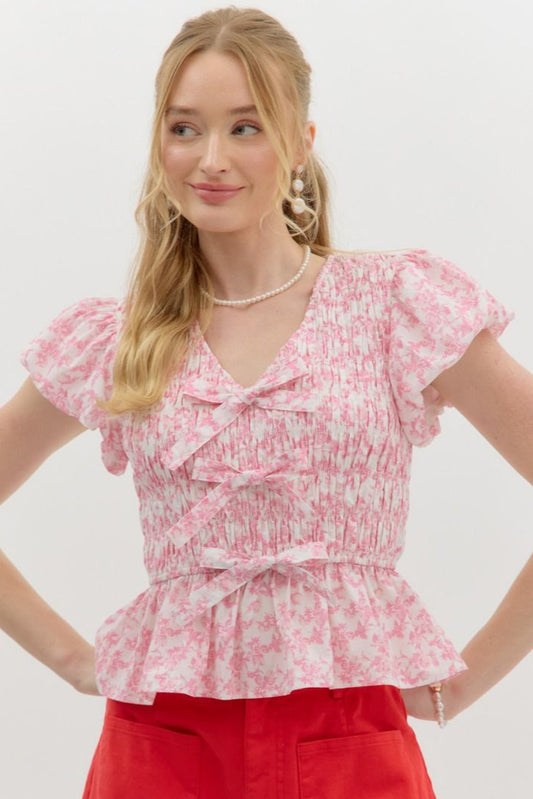 Rosy Bloom Ruffle Top
