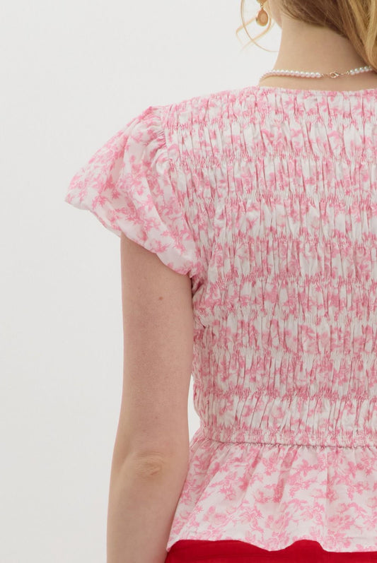 Rosy Bloom Ruffle Top