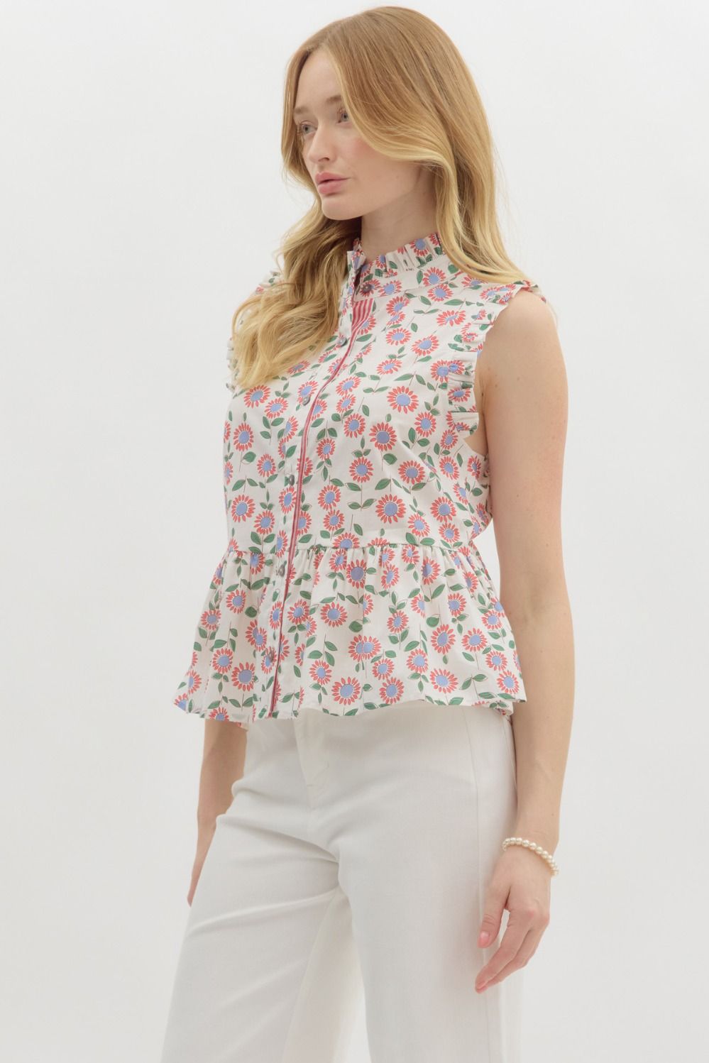 Floral Ruffle Peplum Blouse