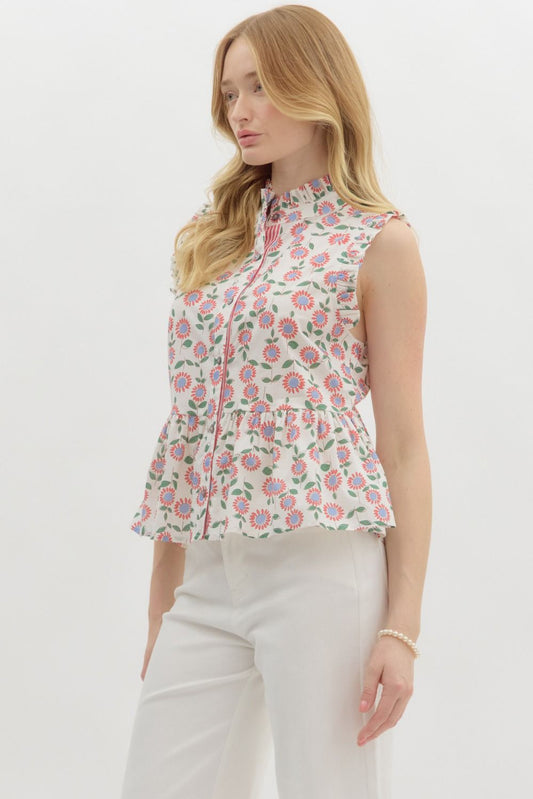 Floral Ruffle Peplum Blouse