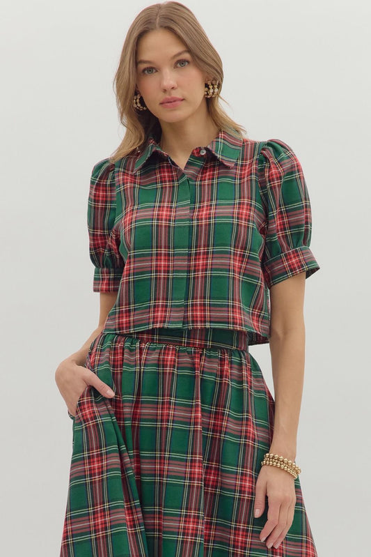 Darby Plaid Button-Up Top