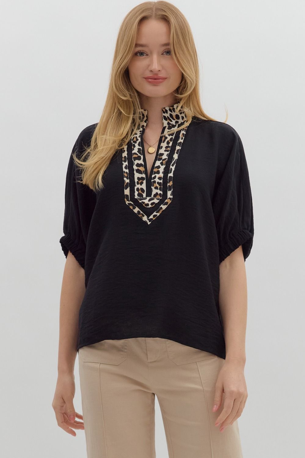 Marnie Leopard Accent Dolman Top