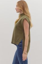 The Coralie Mock Neck Muscle Tee Sweater blends modern edge with cozy knit comfort.