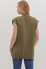 The Coralie Mock Neck Muscle Tee Sweater blends modern edge with cozy knit comfort.