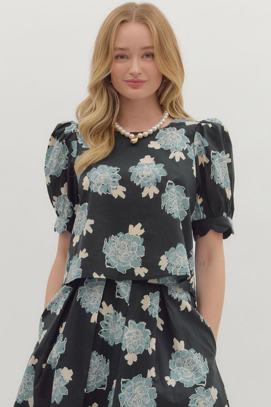 Lila Floral Puff Sleeve Top