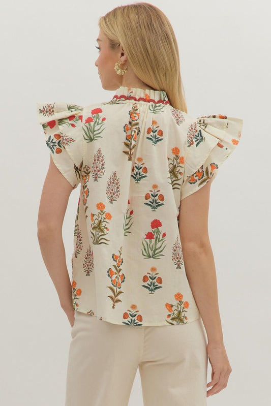 Rosalie Botanical Flutter Top