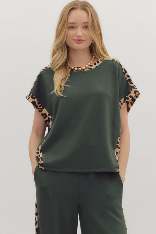 Noa Leopard Contrast Top