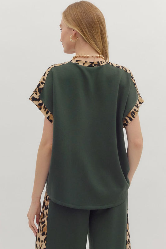 Noa Leopard Contrast Top