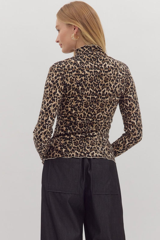 Ilene Leopard Mock Neck Top