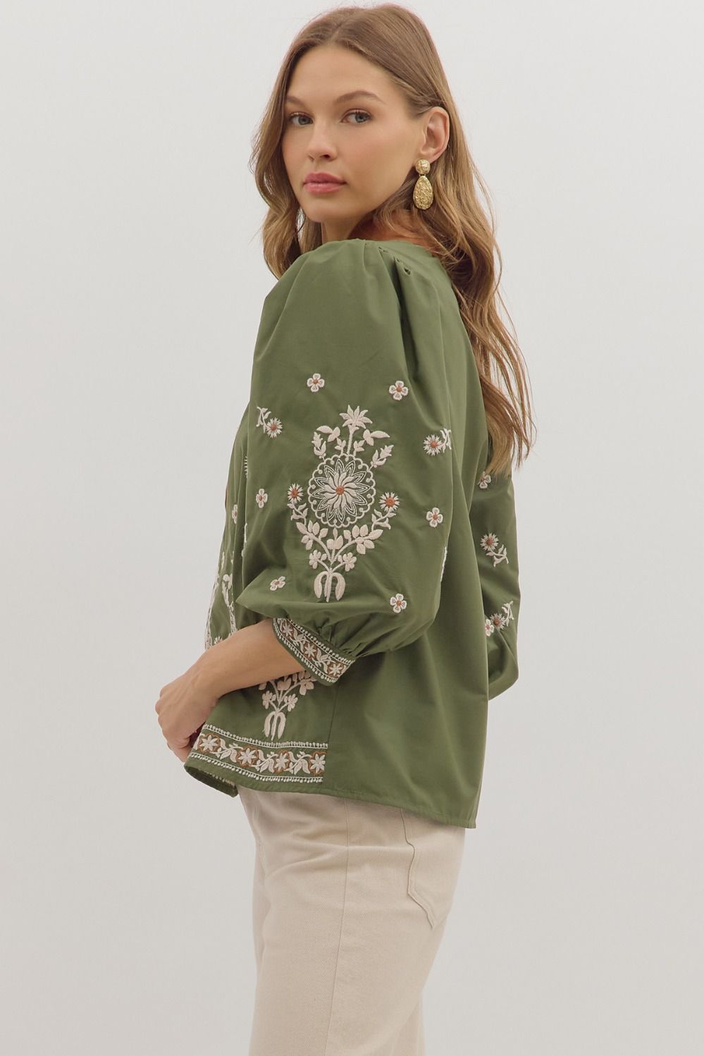 Claribel Embroidered Puff Sleeve Top