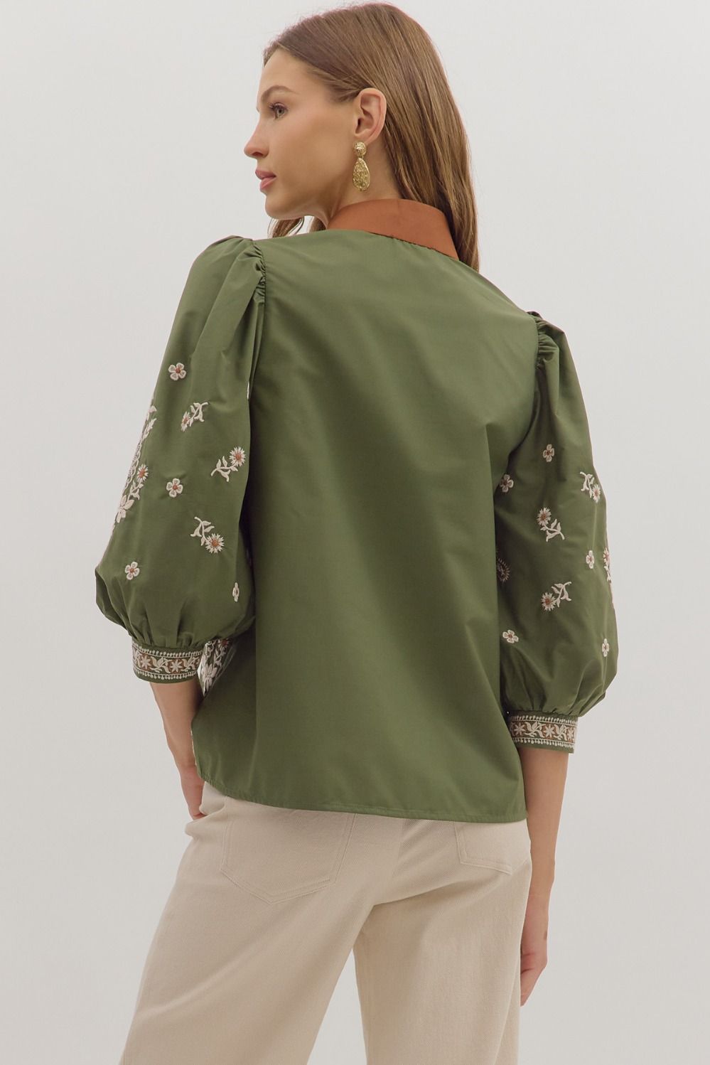 Claribel Embroidered Puff Sleeve Top
