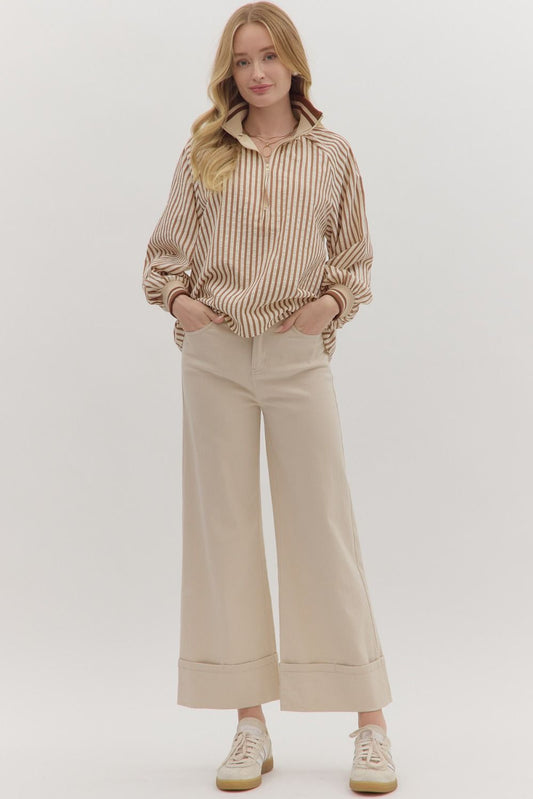 The Maribelle top combines classic stripes with a sporty quarter-zip for effortless everyday style.