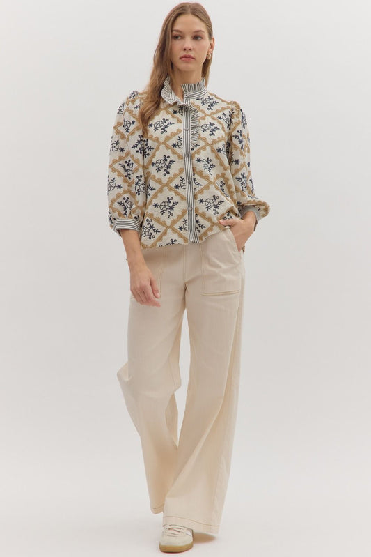The Lila Embroidered Puff Sleeve Top