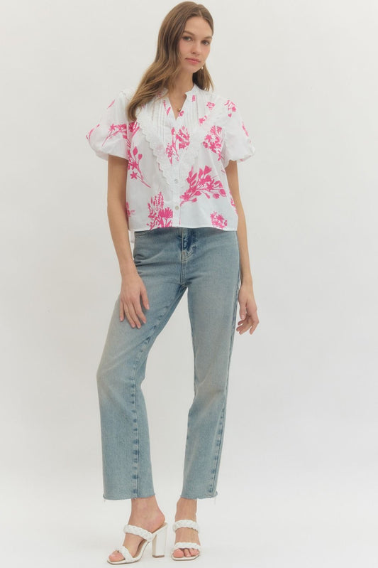 The Leona Floral Puff Top