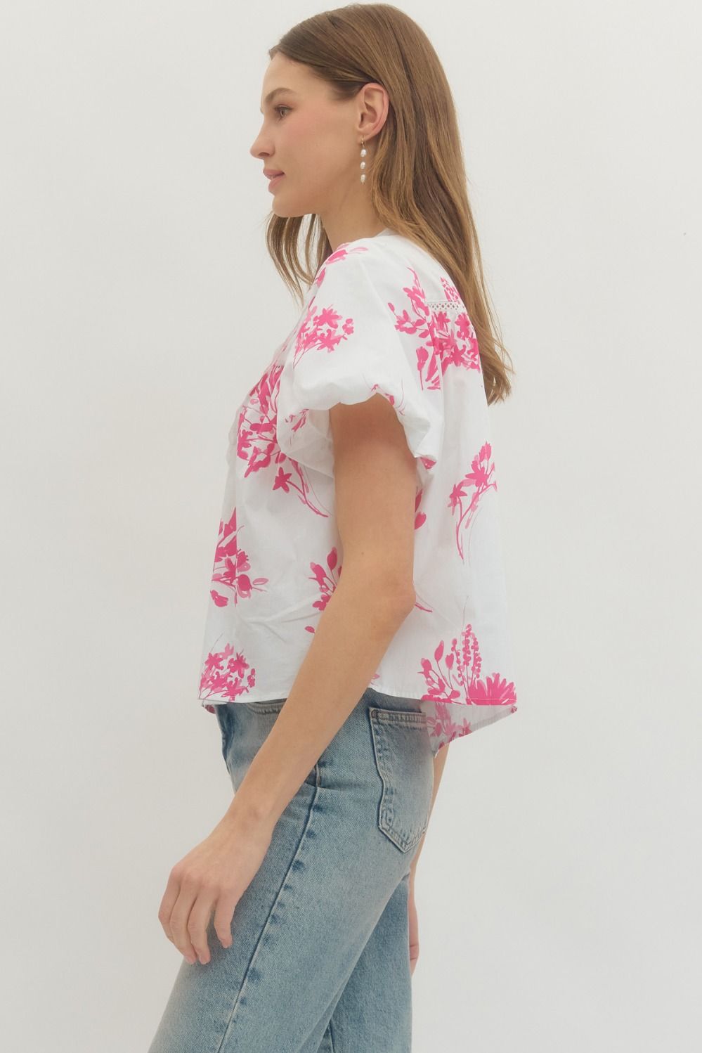 The Leona Floral Puff Top