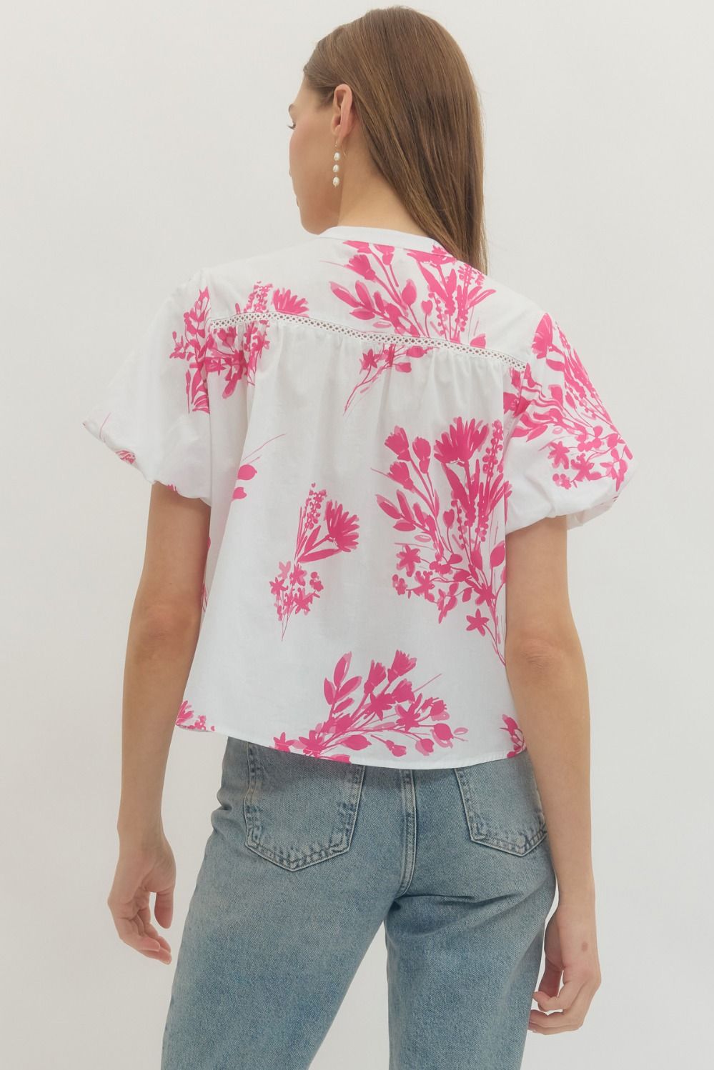 The Leona Floral Puff Top