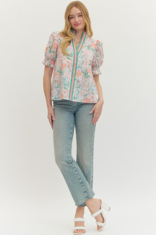 Daphne Floral Puff Top
