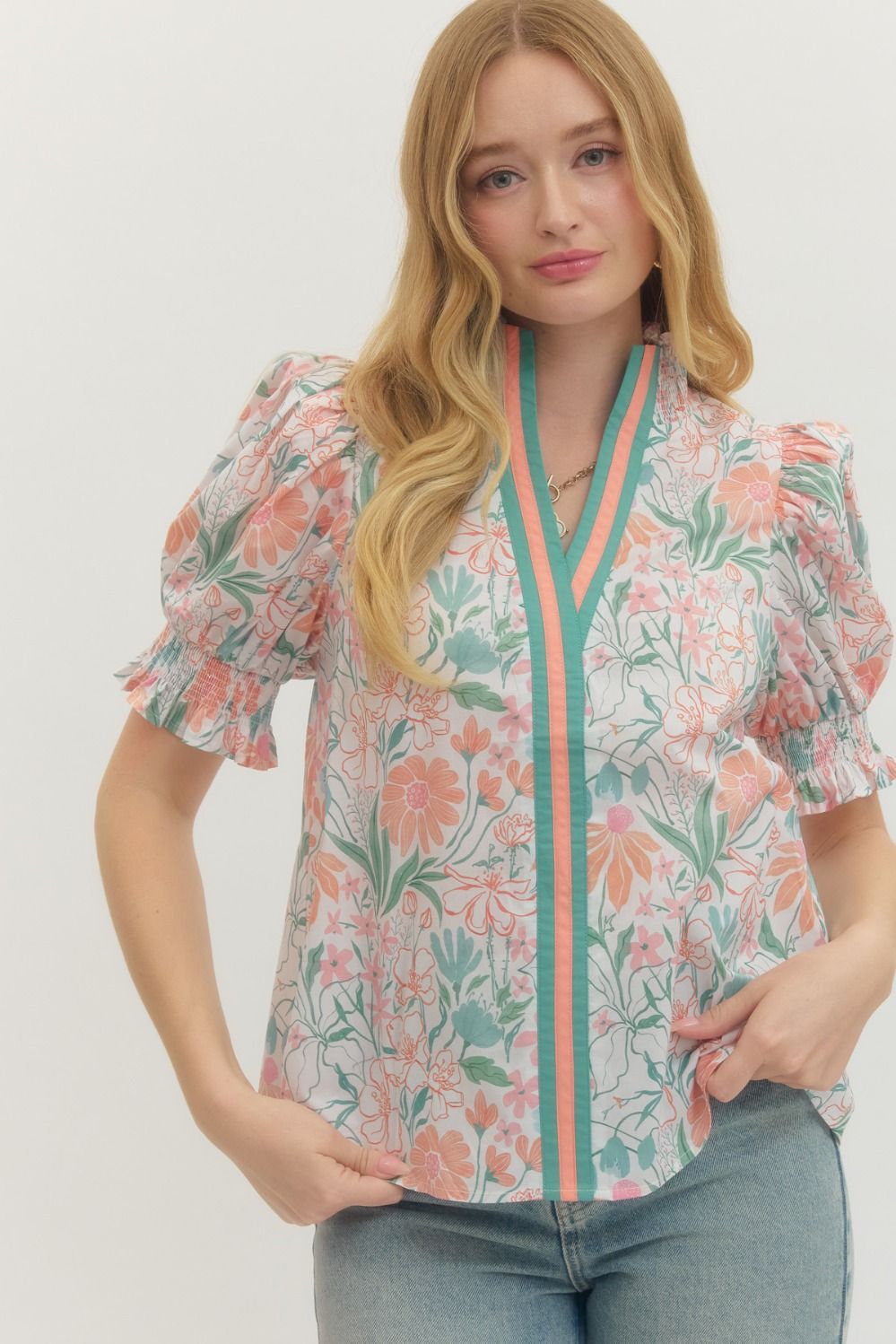 Daphne Floral Puff Top