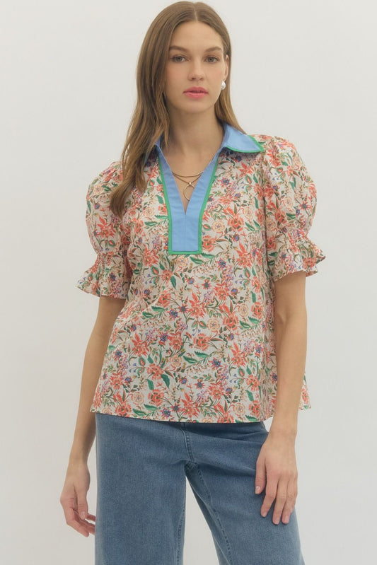 Maya Floral Puff Top