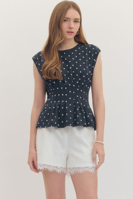 Camille Polka Dot Corset Seam Top